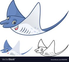 two cartoon sharks with different colors and shapes