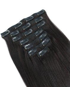 If you want to add volume and improve hair texture, clip-in hair extensions are an instant solution. It's affordable. Very easy to install and will blend seamlessly to your natural hair. 7 Pieces: One weft with 4 clips, two wefts with 3 clips, four wefts with 2 clips. 100% Human Hair in Natural Color. Weighs about 120g. If your head is large or if you have very short hair, you might need two sets for a full head. Relax Hair, Laced Hair Extensions, Yaki Hair, Black Hair Extensions, Very Short Hair, Clip In Hair, Clip In Extensions, Lace Hair, Relaxed Hair