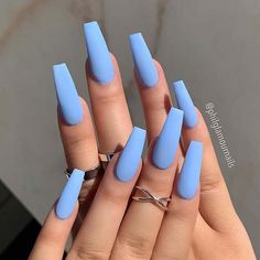 Sky Blue Nails, Blue Coffin Nails, Baby Blue Nails, Valentine Nails, Blue Acrylic Nails, Baby Nails, Blue Nail, Disney Nails