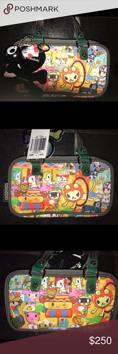 Tokidoki Bag NWT- Tokidoki Bacio Carnival Handle Zip Wallet. Two main colorful zipper closures. Back opening has slip in and zippered mesh pockets; opposite side of back has two slip in pockets. Front opening of bag has two slot openings divided by a zipper closure in between; one side has mesh pockets with two slip in slots; opposite side of this opening four slip in pockets. 5 x 8 x 2 Tokidoki Bags Mini Bags Playful Rectangular Pouch For School, Playful Rectangular School Pouch, Cute Multicolor Bag With Zipper Pouch, Trendy School Bags With Case Included, Playful Multicolor Crossbody Bag, Multicolor Pouch Satchel For School, Multicolor School Bag With Zipper Pouch, Red Harajuku Bags For Everyday Use, Harajuku Multicolor Travel Bag