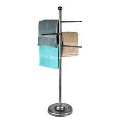 two towels are hanging on a towel rack