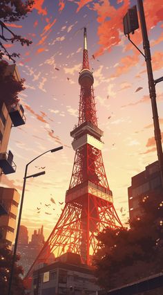 the eiffel tower in paris, france at sunset