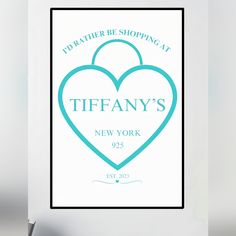 the tiffany's new york logo is displayed in front of a white background with blue lettering