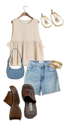 Summer Fits Elegant, Summer Ranch Outfits, Summer Market Outfit, Casual Cottagecore Outfits Summer, Sandals Aesthetic Outfit, Paris April Outfit, Farmers Market Outfit Aesthetic, Farmhouse Outfits, Anthropologie Outfits Inspiration