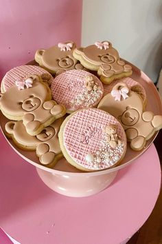 Check out this pretty pink teddy bear 1st birthday party! Love ethe cookies! See more party ideas and share yours at CatchMyParty.com