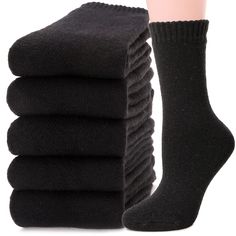 PRICES MAY VARY. Cotton,Wool HIGH QUALITY MATERIALS : 55% wool, 25% cotton, 15% polyester, 5% spandex. Do Not Iron,Hand Wash HIGH QUALITY : The womens wool socks for hiking are blend of premium natural wool and cotton. These winter hiking socks for women are heavy, soft, comfortable, breathable, warm, cozy and durable. WARM & COZY : The materials of this stylish womens winter wool socks is very soft and comfortable, fuzzy inner design will keep your feet warm, the breathable and soft fabric will also keep your feet comfortable all the day. SIZE & CARE : These ladies wool socks fit US womens shoe sizes from US 6 - 10, everyone can enjoy these boot socks for women. (Friendly tips: Please do not iron them and hand wash is recommended. Great quality socks require the proper care!) FIT MANY OCC Thick Solid Winter Socks, Black Winter Outdoor Socks, Black Outdoor Winter Socks, Warm Solid Socks For Winter, Solid Warm Winter Socks, Warm Solid Winter Socks, Thick Warm Solid Color Socks, Comfortable Thick Winter Socks, Black Outdoor Socks For Fall