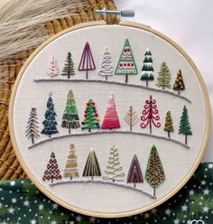 a cross stitch christmas tree pattern on a white background