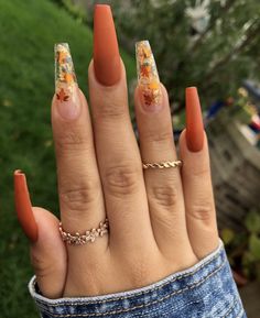 Brown Nails Coffin, Fall Coffin Nails, Disney Acrylic Nails, November Nails, Fall Gel Nails, Nails Tumblr, Nails Only, Christmas Nails Acrylic