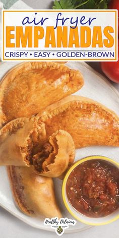 the cover of air fryer empanadas crispy - easy - golden - brown