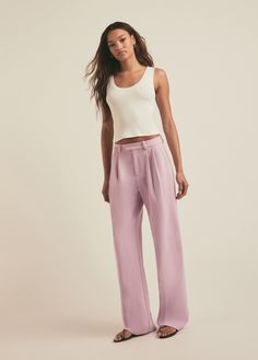 pastel lavender Elegant Purple Wide Leg Pants For Spring, Elegant Spring Purple Wide Leg Pants, Chic Purple Wide Leg Pants For Workwear, Chic Purple Wide Leg Pants, Summer Lavender Cotton Pants, Relaxed Fit Lavender Cotton Bottoms, Lavendar Pants, Chic Purple Ankle-length Bottoms, Elegant Purple Ankle-length Pants