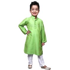 Kids Green Kurta Pajama, Cotton Party Wear Kurta Pajama In Green Colour - kurta pajama for baby boy 6 months -15 Years Ethnic Wedding, Green Colour