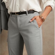 Size: 10 Condition: Never Worn, New With Tags Fit: Mid Rise. Slim Through The Hip And Thigh. Straight Leg Opening. Color: Grey Elegant Non-stretch Dress Pants With Belt Loops, Non-stretch Dress Pants With Belt Loops For Work, Elegant Non-stretch Work Pants With Pockets, Classic Non-stretch Bottoms For Workwear, Womens Wool Pants, Pant Trousers Women, Dress Pant Suit, Womens Black Pants, Suede Pants