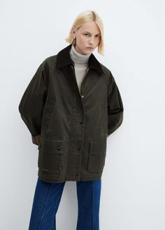 Waxed-effect parka - Women | Mango USA Esprit Winter Jacket, Affordable Winter Utility Jacket With Buttoned Pockets, Cheap Classic Cotton Utility Jacket, Arket Down Parka, Fitted Cotton Utility Jacket Affordable, Short Parka Coat, Zara Parka Khaki, Aritzia Dale Jacket, Womens Rain Mac