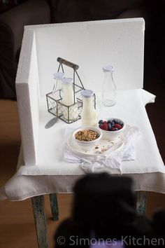 a small table with some food on it