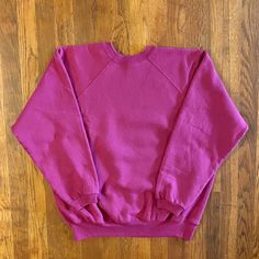 Dope Hanes Her Way crewneck from the '90s. Beautiful pink/magenta color. Raglan style cut. Great condition. Tagged a Women's L but can also fit a Men's S.  Brand: Hanes Size: L Color: Pink Condition: Excellent 90s Style Sweatshirt With Ribbed Cuffs And Crew Neck, Pink Crew Neck T-shirt For Fall, Pink Basic Sweatshirt With Relaxed Fit, Pink Crew Neck Sweatshirt For College, 90s Crew Neck Sweatshirt With Ribbed Cuffs, Pink Crew T-shirt For Fall, Retro Pink Sweatshirt For Fall, 90s Style Cotton Crew Neck Sweatshirt, Purple Crew Neck Sweater For Streetwear