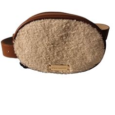 Steve Madden Leather Faux Shearling Belt Bag. Size L Color Cognac/Ivory Faux Shearling Adjustable Belt Zip Top Closure Oval Shape Bag Gold Tone Hardware Nwt Everyday Beige Fluffy Bag, Everyday Beige Fluffy Bags, Everyday Use Fluffy Beige Bags, Leather Bags With Plush Lining For Everyday Use, Brown Sheepskin Bag With Faux Fur Lining, Everyday Use Brown Sheepskin Bag, Steve Madden Bags, Adjustable Belt, Zip Top