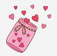 a jar with hearts flying out of it