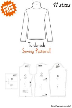 the turtle neck sewing pattern is shown with instructions for how to sew it and how to