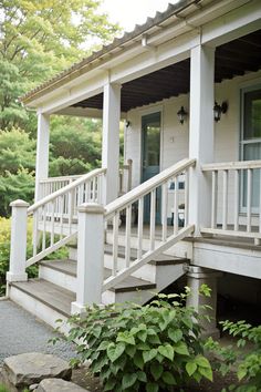 Farmhouse Wood Railing style countryside. Cottage Porch