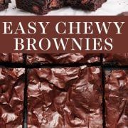 the cover of easy chewy brownies