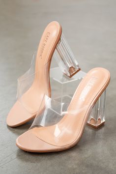 Faux leather Slightly cushioned insole Clear plastic strap Block heel Imported Shaft: 3" Heel: 4.5"   Product measured on a size 8 Block Heels Transparent, Plastic Heels Clear, Pico Dulce, Heels Clear, Faux Leather Outfits, Pencil Heels, Transparent Heels, Footwear Design, Plastic Heels