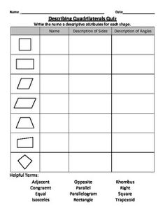 a worksheet showing the four quadrants