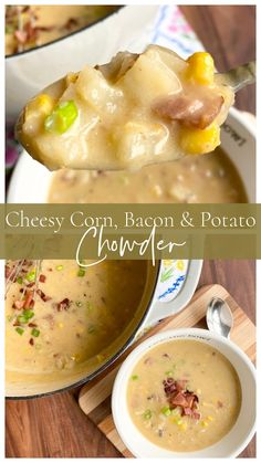 cheesy corn, bacon and potato chowder