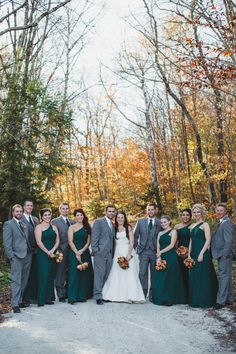 a bride and groom with their bridal party