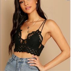 Beautiful & Dainty Pure Giupure Lace Bralette. High Quality. Similar To Free People Bralette. Cotton Blend. Beautiful Lace. Cross Cross Straps With Shirred Stretchable Back. Sheer With Lite Lined Cups. Adjustable Straps. It's A Pretty Piece. Measurements Small: Bust: 27.6" Length: 13" Medium: Bust: 29.1" Length: 13" Large: Bust: 31.5" Length: 13.8" Bundle Discount On 2 Or More Items Given Automatically At Checkout X Also Available In White In My Closet, Boho Hippie Bohemian Gypsy Outfits Con Crop Top, Lace Cami Outfit, Spaghetti Strap Crop Top, Lace Cami Top, Summer Lace, Lace Camisole, Womens Cami, Womens Tops Summer, Lace Crop Tops