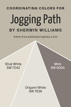 a white and gray color scheme with the words jogging path by sherrin williams