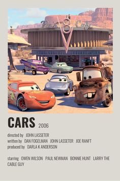 the cars movie poster is shown in this image