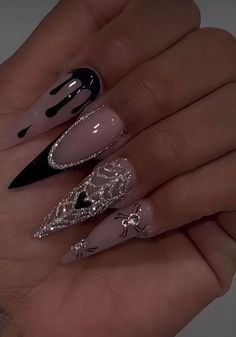 Halloween Acrylic Nails, Goth Nails, Her Nails, Unique Acrylic Nails, Acrylic Nails Coffin Short, Halloween Nail Designs, Coffin Nails Designs