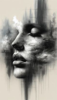 Whispers of the Mind Digital Download Set - Etsy Denmark Face In Clouds Art, Woman Eyes Closed Painting, Painting On Different Surfaces, Paintings Of Mirrors, Feminine Body Art, Art About Dreams, Artistic Photography Black And White, Abstract Portrait Painting Faces, Light And Dark Art