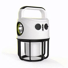 a white and black electric lantern on a white background