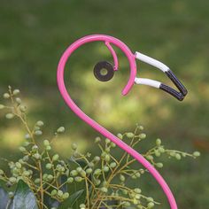 a pink and white heart shaped planter with flowers in it