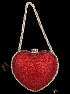 Bird in Bag - Red Rhinestone-Adorned Evening Bag with Heated Shaping Valentine's Day Evening Handheld Shoulder Bag, Red Heart-shaped Evening Bag, Luxury Embellished Red Bags, Luxury Red Embellished Bag, Red Embellished Rectangular Bag, Handheld Evening Bag For Valentine's Day, Red Embellished Evening Bag, Red Embellished Bag For Formal Occasions, Gold Heart-shaped Formal Bag