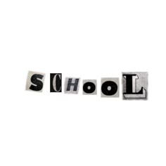 the word school spelled in cut out letters