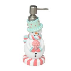 a soap dispenser with a snowman on it