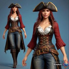 a woman wearing a pirate outfit and hat