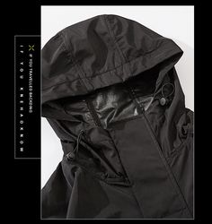 Casual Black Parka For Streetwear, Black Techwear Parka With Adjustable Hood, Black Hooded Jacket With Pockets For Outdoor, Black Casual Windproof Hooded Jacket, Casual Black Windproof Hooded Jacket, Black Windproof Casual Hooded Jacket, Black Parka With Pockets For Outdoor, Black Windbreaker With Double-lined Hood For Outdoor Activities, Black Windbreaker With Detachable Hood