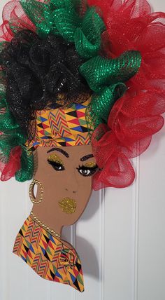 This beautiful Afrocentric Diva is made  with decomesh,board,and kente cloth. Great  gift  for wedding and housewarming. Kente Cloth, Gift For Wedding, Dress Forms, Door Wreath Hanger, Wall Hanger, Door Hangers, Door Wreaths, House Warming, Diva