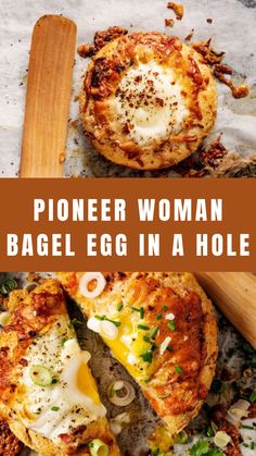 Pioneer Woman Bagel Egg In A Hole Egg In Hole Bagel, Baked Bagel Egg In A Hole, Cheesy Egg Bagels, Egg In Bagel Hole Air Fryer, Breakfast Ideas With Bagels, Bagel Egg In A Hole, Bagel Breakfast Ideas, Egg Bagel Recipe, Pioneer Woman Breakfast