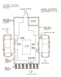 the floor plan for a garage with two cars