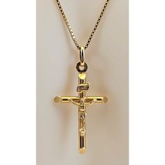 14k Yellow Gold Polished Hollow Tube Crucifix Necklace Pendant On Sterling Vermeil Box Chain. 14k Cross Pendant Weighs 1.2 Grams And Measures 1 1/4' X 5/8". Sterling Vermeil Box Chain Measures 18" And Weighs 1.8 Grams. Pendant And Chain Together Measure 19 1/4". Please Read Sellers Instructions And Check Out My Store. Most Jewelry, And Other Items, Are Vintage And Will Have Some Light Wear From Use, I Describe All Of My Quality Items To The Best Of My Ability. I Am Not A Jeweler Or A Gemologist, And I Do The Best I Can On My Descriptions And Any Flaws Will Be Noted. I Lightly Clean/Buff The Vintage Jewelry So The Patina Is Preserved. Please Ask Questions Before You Bid, Pictures Are Par Classic Yellow Gold Crucifix Jewelry, Yellow Gold Crucifix Necklace With Diamond Cut, Yellow Gold Diamond-cut Crucifix Necklace, Crucifix Necklace, Gold Polish, Box Chain, Necklace Pendant, Cross Pendant, Womens Jewelry Necklace