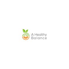 a healthy balance logo with an orange and leaves on it's side, as well as the words