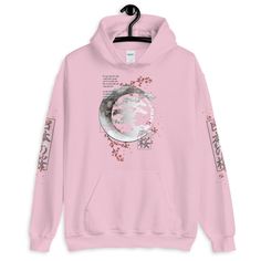 Japanese Blossom Hoodie, Cherry Blossom Moon Crescent Hoodie, Aesthetic Hoodie, Aesthetic Clothing, Kawaii, Flowers Anime Unisex Hoodie Everyone needs a cozy go-to hoodie to curl up in, so go for one that's soft, smooth, and stylish. It's the perfect choice for cooler evenings! * 50% pre-shrunk cotton, 50% polyester * Fabric weight: 8.0 oz/yd² (271.25 g/m²) * Air-jet spun yarn with a soft feel and reduced pilling * Double-lined hood with matching drawcord * Quarter-turned body to avoid crease do Pink Anime Print Hoodie For Streetwear, Cotton Aesthetic Hooded Sweatshirt, Aesthetic Cotton Hooded Hoodie, Aesthetic Winter Hoodie Sweatshirt, Cotton Hooded Sweatshirt With Aesthetic Style, Aesthetic Long Sleeve Cotton Hoodie, Aesthetic Cotton Hoodie, Winter Aesthetic Hooded Hoodie, Aesthetic Hooded Hoodie For Fall