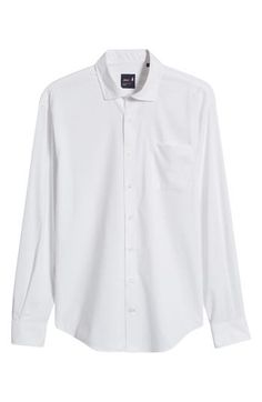 Dial up your refined look with the cool comfort of this button-up crafted from a lightweight, moisture-wicking fabric that feels as good as it looks. Front button closure Spread collar Long sleeves with button cuffs Chest patch pocket Moisture-wicking fabric engineered for dryness and comfort 40% nylon, 28% polyester, 28% viscose, 4% spandex Machine wash, tumble dry Imported Casual Slim Fit Shirt With Wrinkle-resistant Fabric, Casual Slim Fit Wrinkle-resistant Dress Shirt, Casual Cotton Dress Shirt, Wrinkle-resistant, Casual Business Shirt, Wrinkle-resistant, Casual Business Shirt With Wrinkle-resistant Fabric, Casual Wrinkle-resistant Shirt For Business Casual, Casual Wrinkle-resistant Dress Shirt For Business, White Relaxed Fit Dress Shirt For Business Casual, The Cool