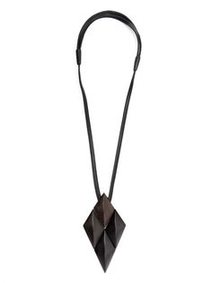 Pendant Necklace from MoniesComposition: 50% Leather (, 50% Wood) Chic Leather Jewelry For Evening, Adjustable Leather Evening Jewelry, Elegant Leather Necklace For Formal Occasions, Ring Watch, Necklace Accessories, Prada Leather, Marine Serre, Pendant Rings, Wood Color