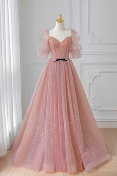 Silhouette:A-LineMaterial:TulleWaist: NaturalBack Details:Lace-UpLength: Floor LengthLining: Fully LinedBuilt-In Bra: Yes Pink Sparkly Prom Dress, Brown Prom Dresses, Graduation Party Dress, Yellow Homecoming Dresses, डिजाइनर कपड़े, Orange Prom Dresses, Sparkly Prom Dress, Beaded Formal Dress, Prom Dresses Long Pink