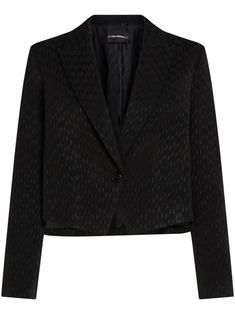 black monogram pattern peak lapels front button fastening shoulder pads long sleeves buttoned cuffs Italian rear vents straight hem full lining Blazer For Women, Blouse Jeans, Monogram Pattern, Yoko London, Monogram Prints, Cropped Blazer, Sleepwear & Loungewear, Tailored Pants, Summer Beach Wear